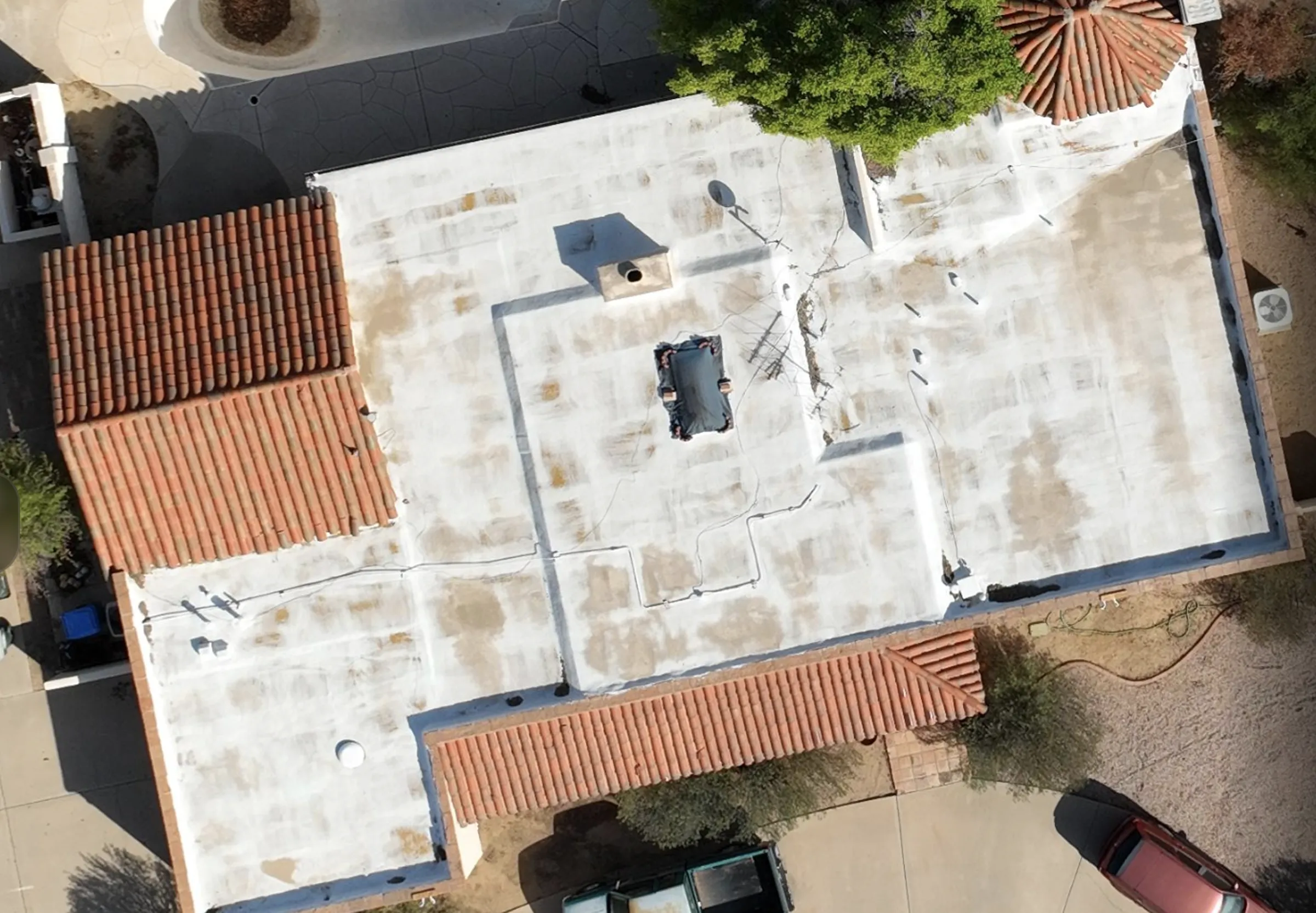 Aerial drone imagery of a residential neighborhood