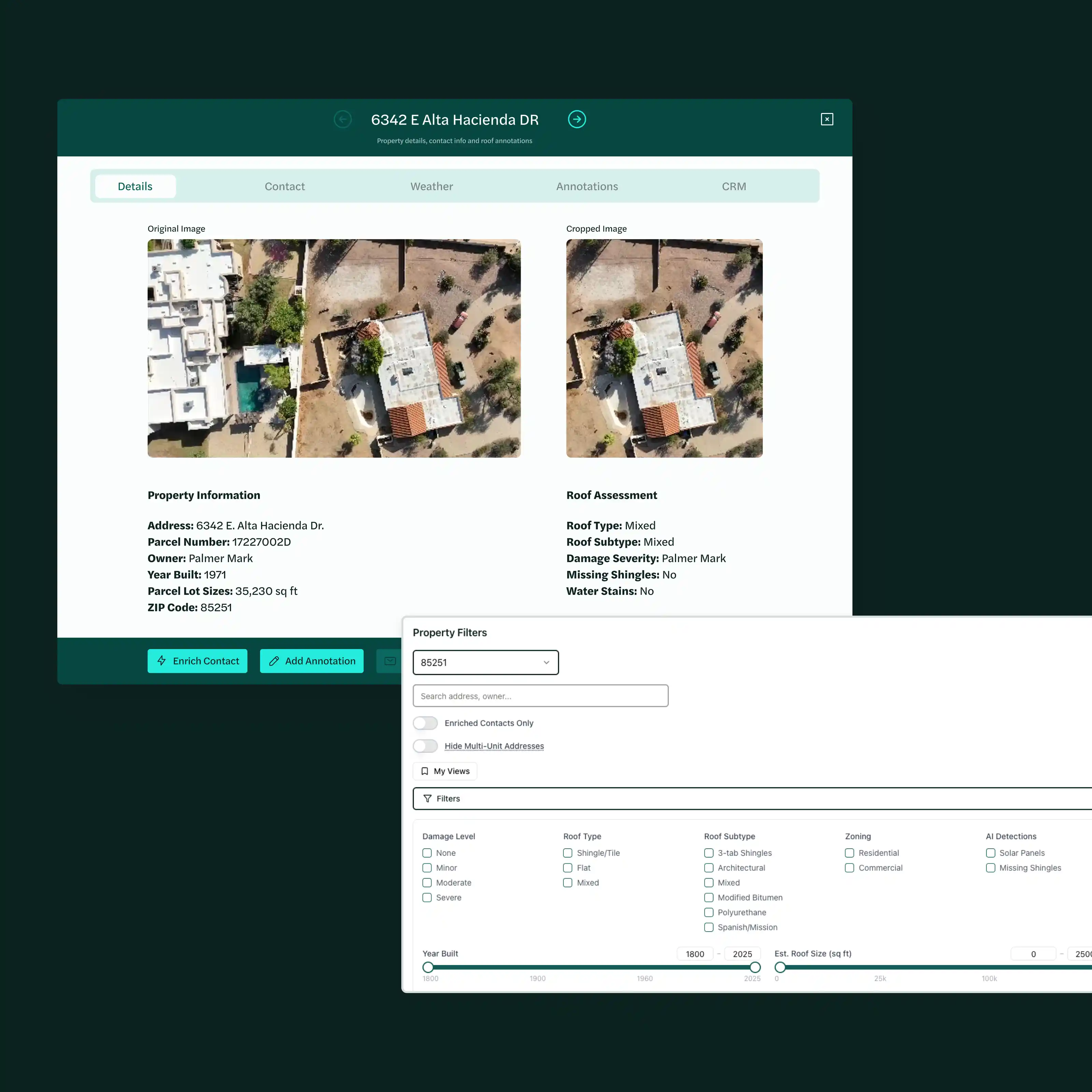 Property record and list dashboard